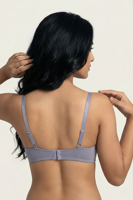 Zivame Padded Plunge Wired Medium Coverage Tshirt Bra - Silver Bullet — image 3